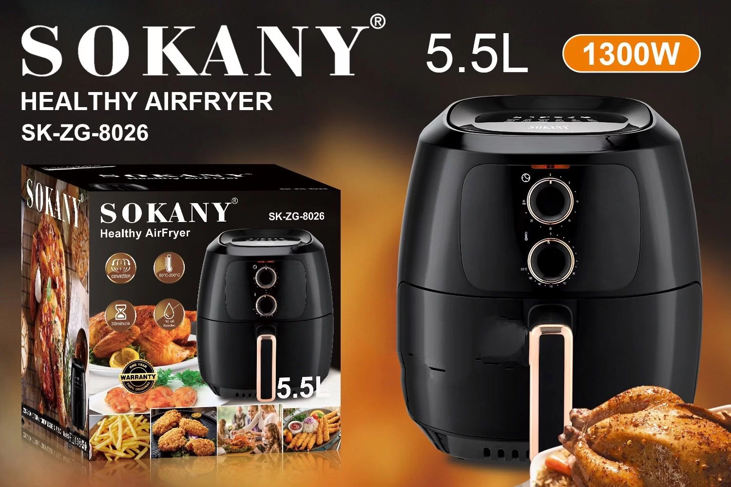 Friteza na vruć vazduh Sokany 5,5L Friteza na vruć vazduh Sokany 5,5L