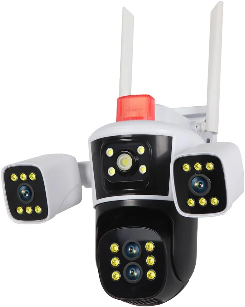 Wi‑Fi PTZ kamera 3‑u‑1 sa 4 MP sočivima i AI praćenjem – 360° nadzor + audio komunikacija Wi‑Fi PTZ kamera 3‑u‑1 sa 4 MP sočivima i AI praćenjem – 360° nadzor + audio komunikacija