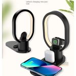 4u1 bežična stanica za punjenje za iPhone 13 12 ProMax, 15W bežični punjač sa postoljem i noćnom lampom za iWatch 7 6 i AirPods 3
