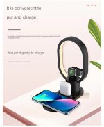 4u1 bežična stanica za punjenje za iPhone 13 12 ProMax, 15W bežični punjač sa postoljem i noćnom lampom za iWatch 7 6 i AirPods 3 - Slika 2