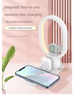 4u1 bežična stanica za punjenje za iPhone 13 12 ProMax, 15W bežični punjač sa postoljem i noćnom lampom za iWatch 7 6 i AirPods 3 - Slika 5