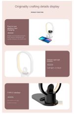 4u1 bežična stanica za punjenje za iPhone 13 12 ProMax, 15W bežični punjač sa postoljem i noćnom lampom za iWatch 7 6 i AirPods 3 - Slika 7