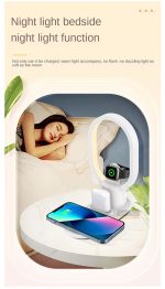 4u1 bežična stanica za punjenje za iPhone 13 12 ProMax, 15W bežični punjač sa postoljem i noćnom lampom za iWatch 7 6 i AirPods 3 - Slika 6