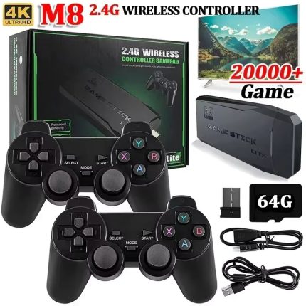 USB konzola za video igre Sticks M8, 2.4G Dva bežična džojstika, Game Stick 4K, 10.000 igara, 64GB