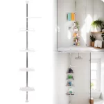 Teleskopska ugaona polica bez bušenja, prostor za odlaganje, okvir od nerdjajućeg čelika, ugaoni organizator za kupatilo