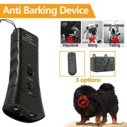 Ultrazvučni uređaj za dresuru i odbijanje pasa sa LED lampom – 3 u 1 funkcija za mirniji dan