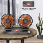USB auto ventilator sa dva rotirajuća ventilatora – 5V / 12V / 24V, 2 brzine - Slika 2