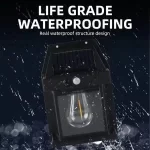 Inteligentna solarna zidna LED lampa – vodootporna IP65, 3 režima osvetljenja, senzor pokreta, za dvorište i fasade - Slika 3