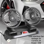 USB auto ventilator sa dva rotirajuća ventilatora – 5V / 12V / 24V, 2 brzine