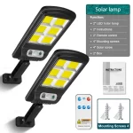 Set od 2 solarne zidne LED lampe sa daljinskim upravljačem – IP65, 3 režima osvetljenja, 120 COB dioda