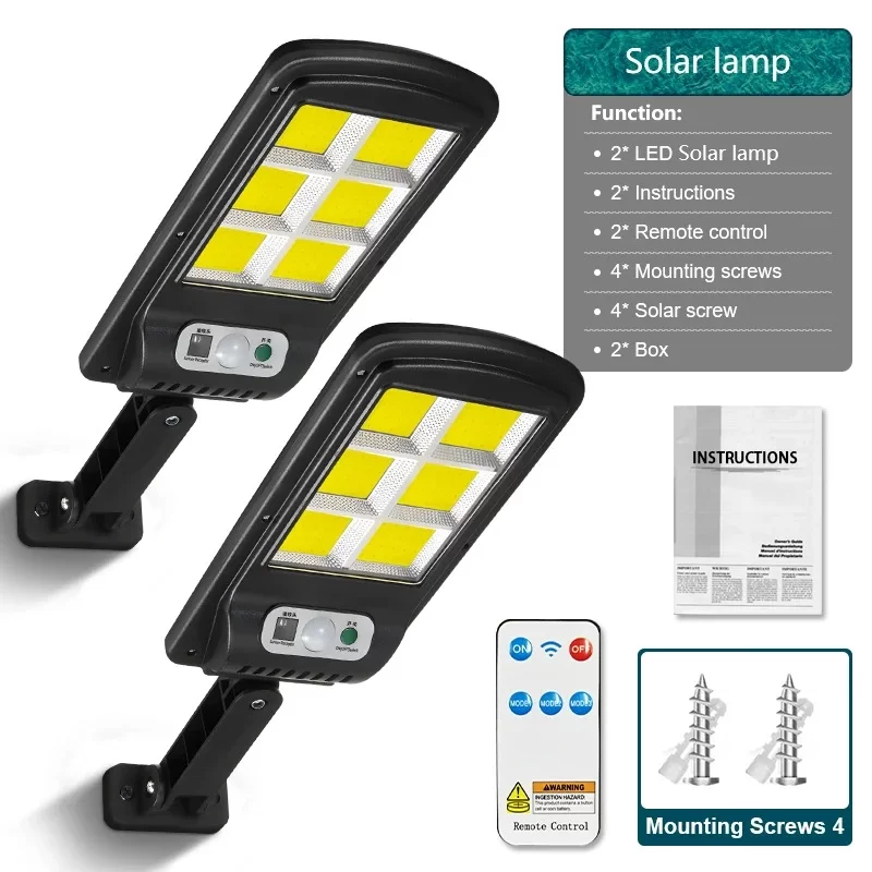 Set od 2 solarne zidne LED lampe sa daljinskim upravljačem – IP65, 3 režima osvetljenja, 120 COB dioda Set od 2 solarne zidne LED lampe sa daljinskim upravljačem – IP65, 3 režima osvetljenja, 120 COB dioda