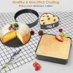 Nelepljiv Kalup za Torte –  Set od 3 - Okrugli, Srcoliki i Kvadratni Kalupi sa Uklonjivim Dnom i Mehanizmom za Otvaranje - Slika 3
